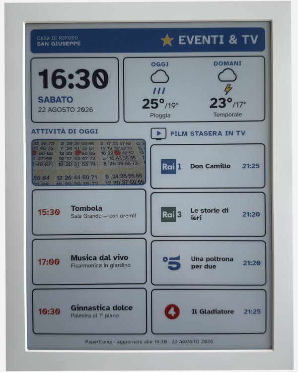 The same label shows the programme of activities, with the time next to each appointment.